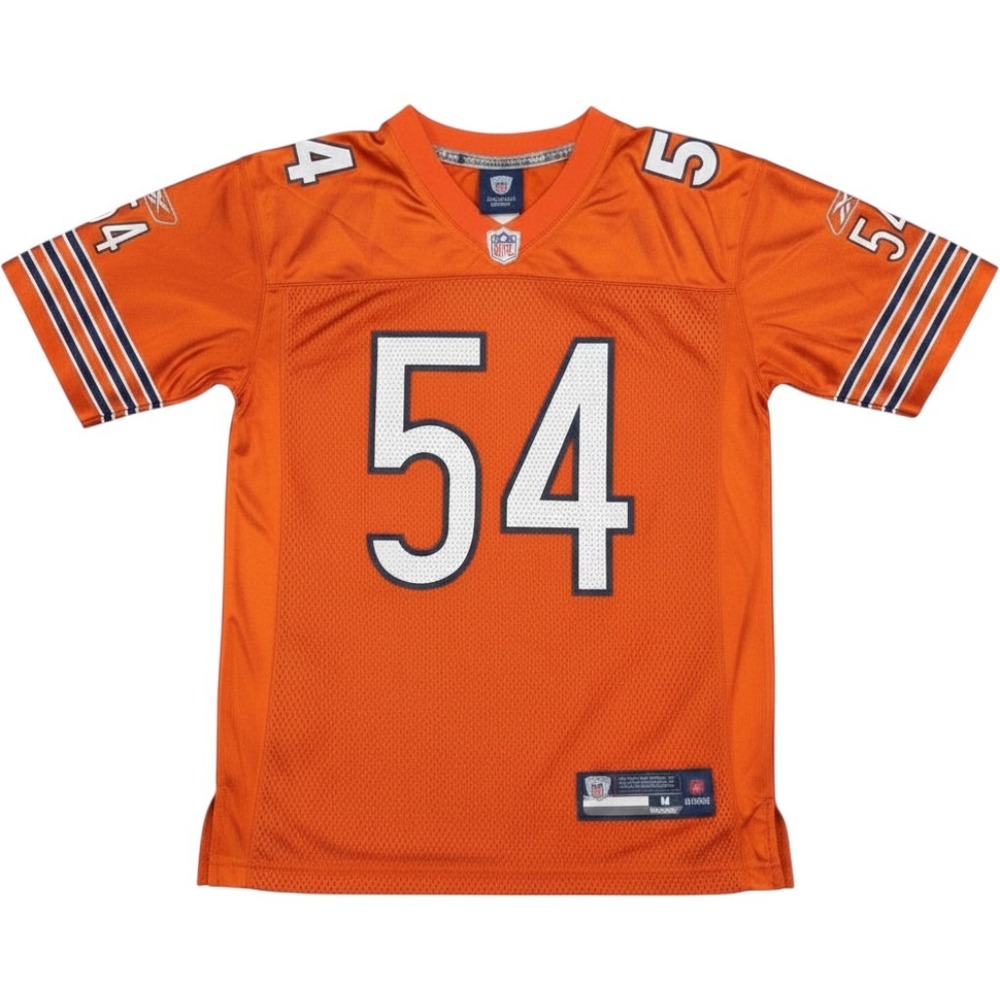 Kids Reebok NFL Chicago Bears Brian Urlacher 54 Orange Jersey Youth Medium 10-12